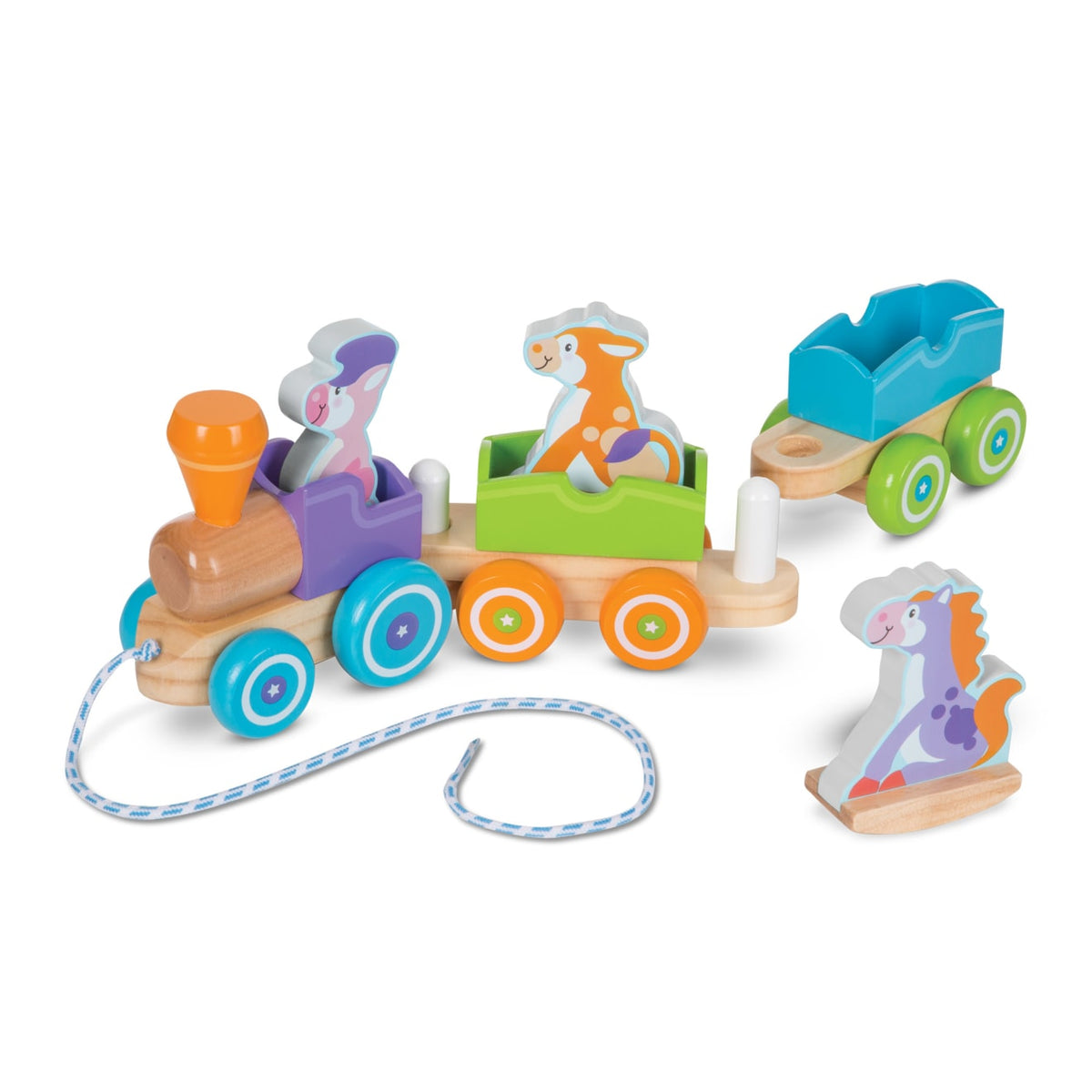 First Play Wooden Rocking Farm Animals Pull Train E0