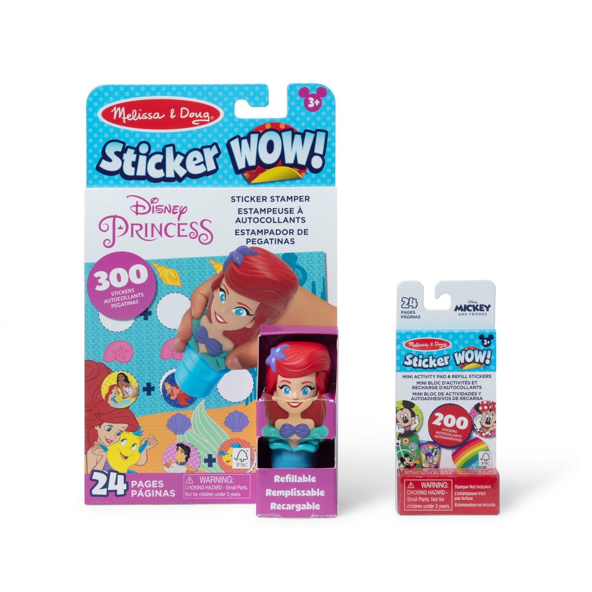 Sticker WOW!™ Disney Ariel Bundle: Activity Pad & Sticker Stamper + Mini Activity Pad and 200 Refill Stickers X7