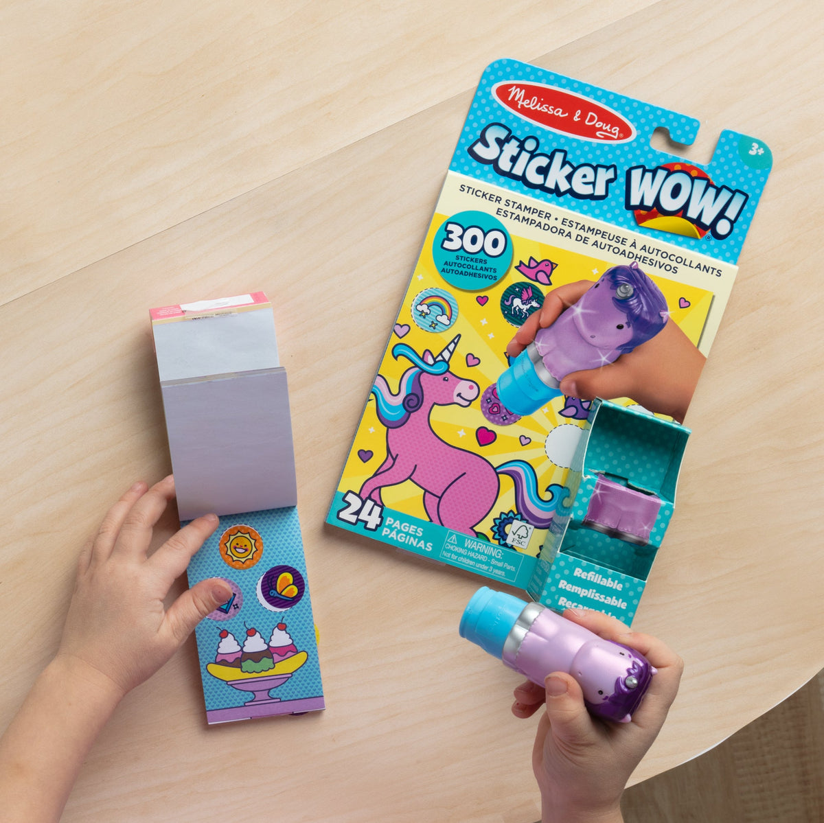 Sticker WOW!™ Purple Unicorn Bundle: Activity Pad & Sticker Stamper + Mini Activity Pad and 200 Refill Stickers M7