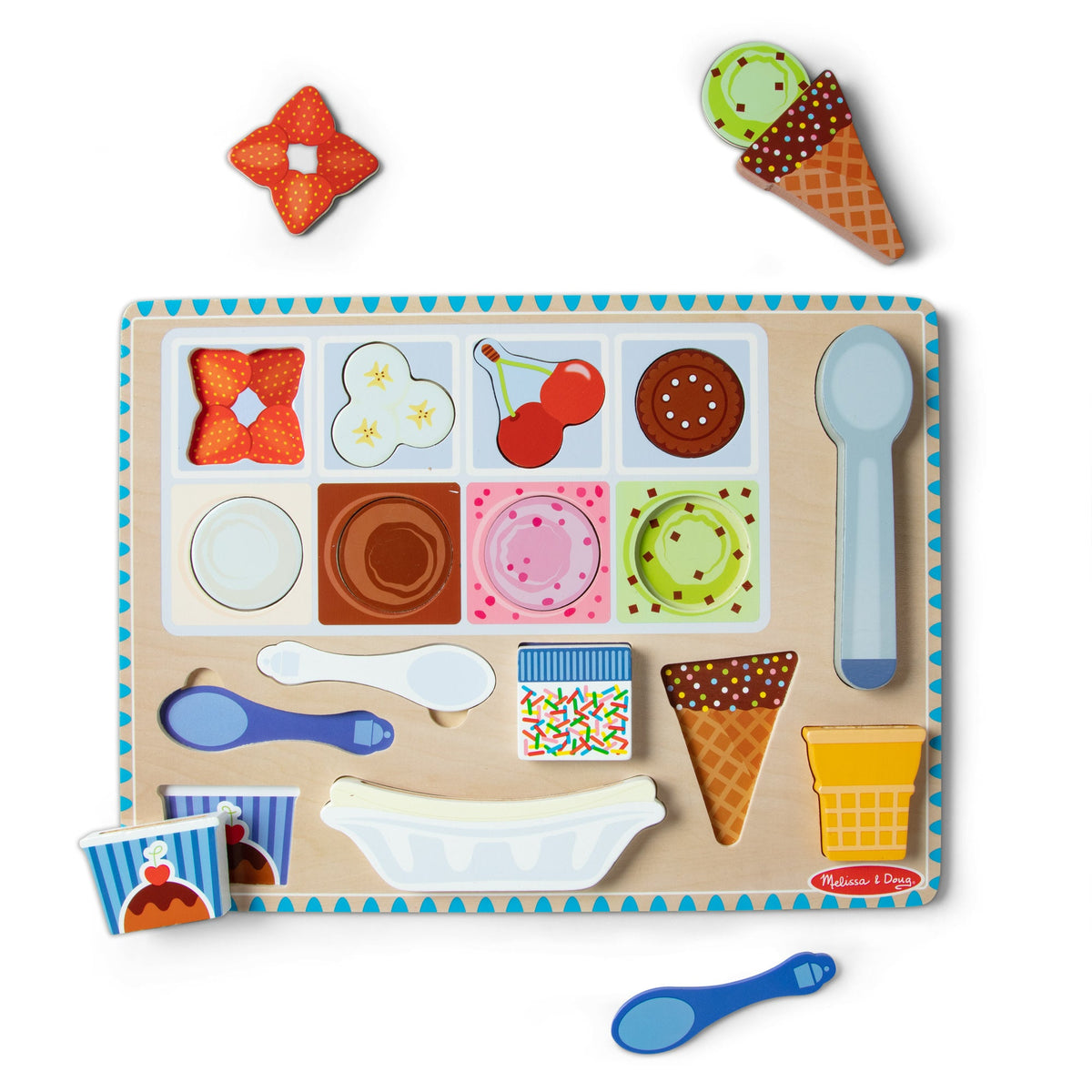 Wooden Magnetic Ice Cream Puzzle & Play Set - 16 Pieces V4