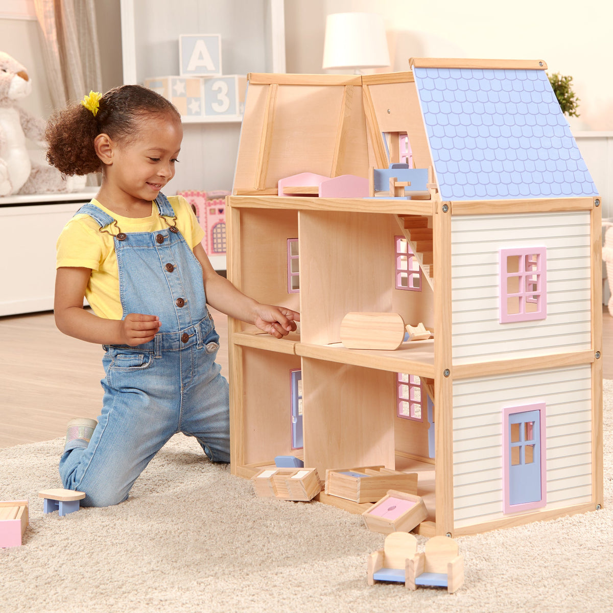 Wooden Multi-Level Dollhouse T7