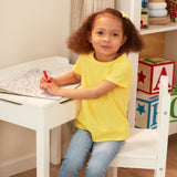 Child's Lift-Top Desk & Chair - White Z9