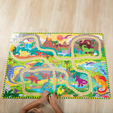 Dinosaur Adventure Tracks Floor Puzzle – 48 Pieces + 2 Wind-Up Dinosaurs E6