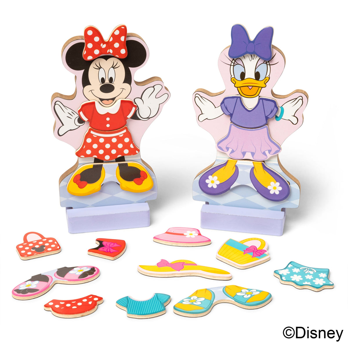 Disney Minnie & Daisy Deluxe Wooden Magnetic Dress-Up O1
