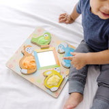 First Play Wooden Touch and Feel Puzzle Peek-a-Boo Pets With Mirror Y1