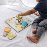 First Play Wooden Touch and Feel Puzzle Peek-a-Boo Pets With Mirror Y1