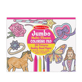 Jumbo 50-Page Kids' Coloring Pad - Horses, Hearts, Flowers, and More U5