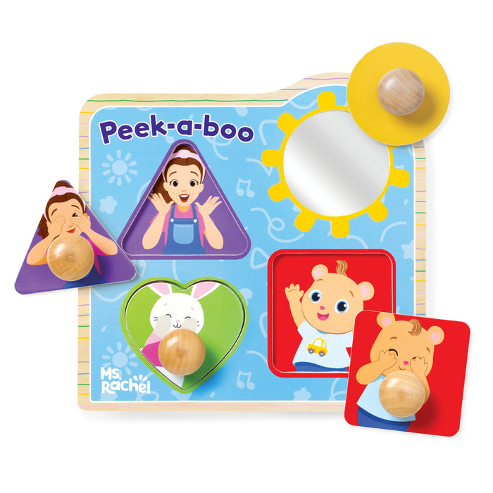 Ms. Rachel™ Wooden Peek-a-Boo Jumbo Peg Puzzle – 4 Pieces M5