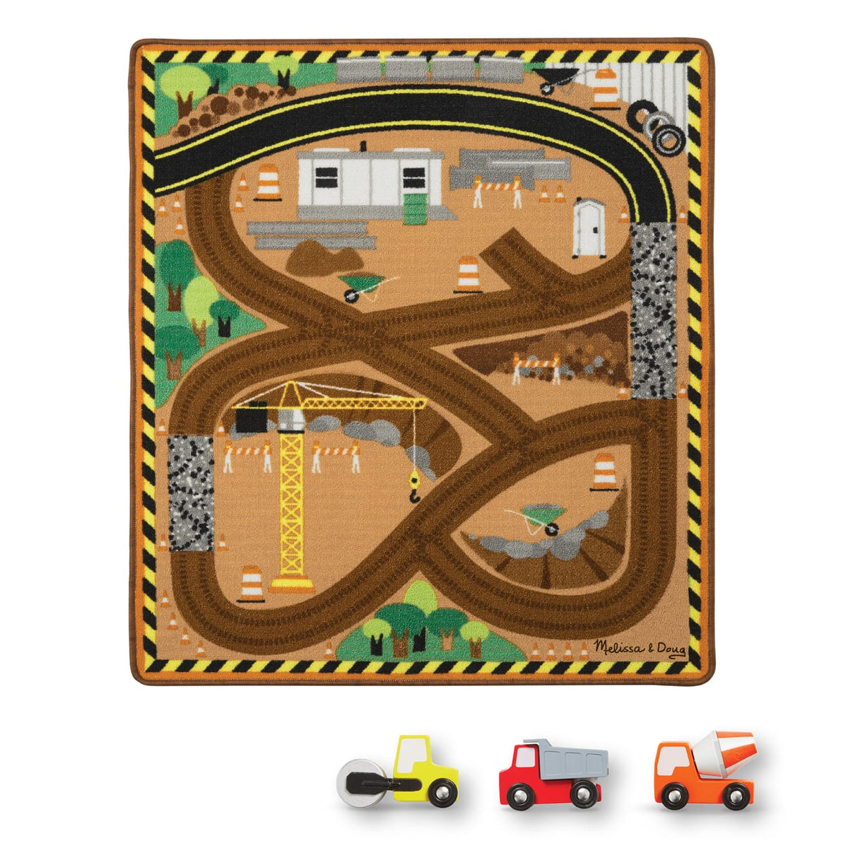 Round the Construction Zone Work Site Rug & Vehicle Set P6