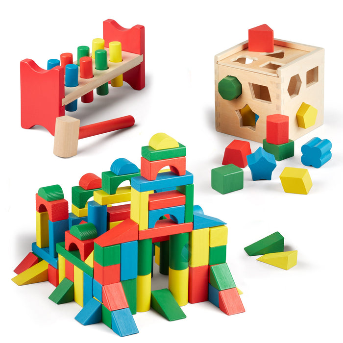 Stack, Sort & Pound Wooden Toy Collection Q4