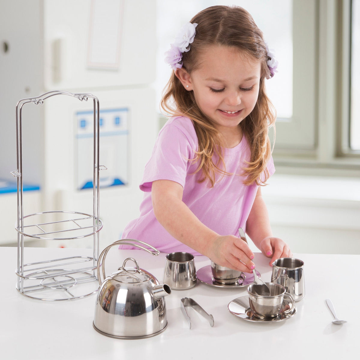 Stainless Steel Tea Set with Storage Stand J8
