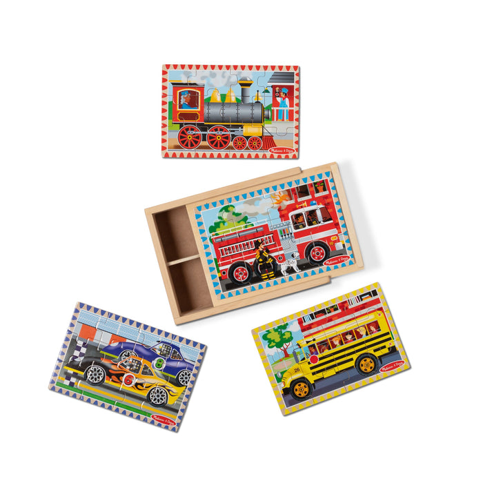 Wooden Jigsaw Puzzles in a Box - Vehicles A0