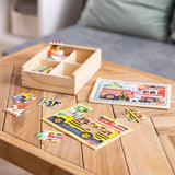 Wooden Jigsaw Puzzles in a Box - Vehicles A0