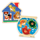 Wooden Jumbo Peg Puzzle 2-Pack: Fish Bowl, House Pets T9