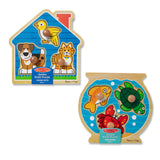 Wooden Jumbo Peg Puzzle 2-Pack: Fish Bowl, House Pets T9