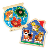 Wooden Jumbo Peg Puzzle 2-Pack: Fish Bowl, House Pets W2