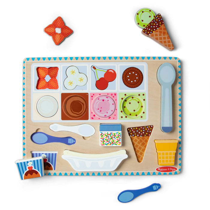 Wooden Magnetic Ice Cream Puzzle & Play Set - 16 Pieces V4