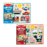 Wooden Sound Puzzle 2-Pack – Farm Animals, Vehicles J6