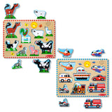 Wooden Sound Puzzle 2-Pack – Farm Animals, Vehicles J6