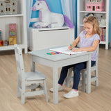 Wooden Table & 2 Chairs - Gray C0