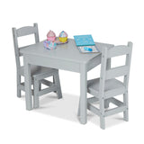 Wooden Table & 2 Chairs - Gray C0