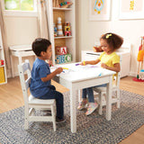 Wooden Table & Chairs - White A9