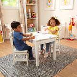 Wooden Table & Chairs - White A9